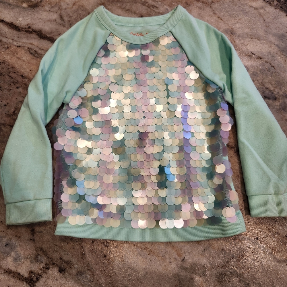 Cat & Jack Light Green Mermaid Sequin Top